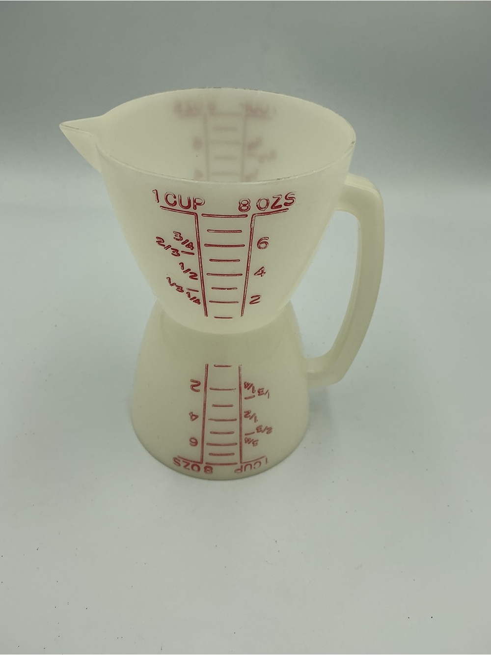 Vintage Tupperware Wet Dry Measuring Cups Twin Double Measure 1 cup 8oz